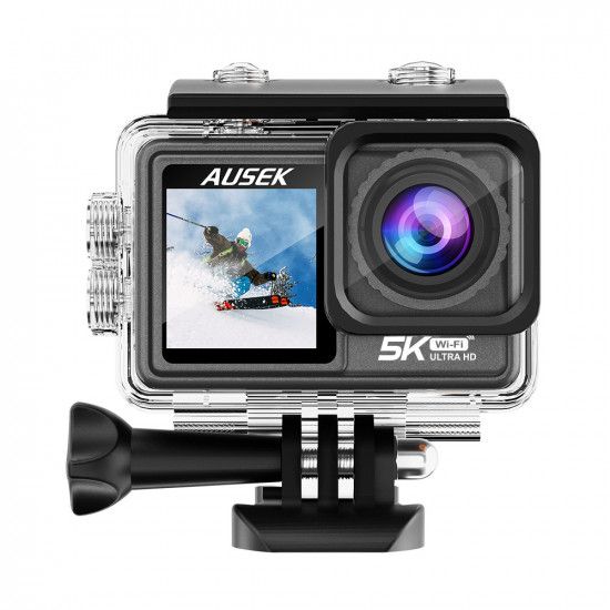 Ausek AT-S81TR Waterproof Dual Display 5K Action Camera With Lens